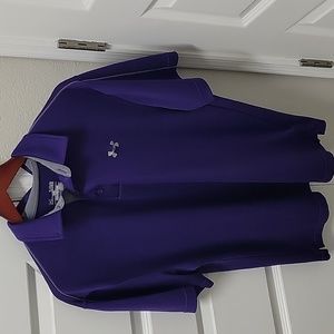Under Armour Purple and Silver Loose Heat Gear Polo shirt sz XL